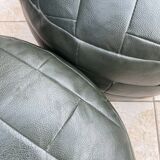 Two poufs or pieces of sofas in leather patchwork
