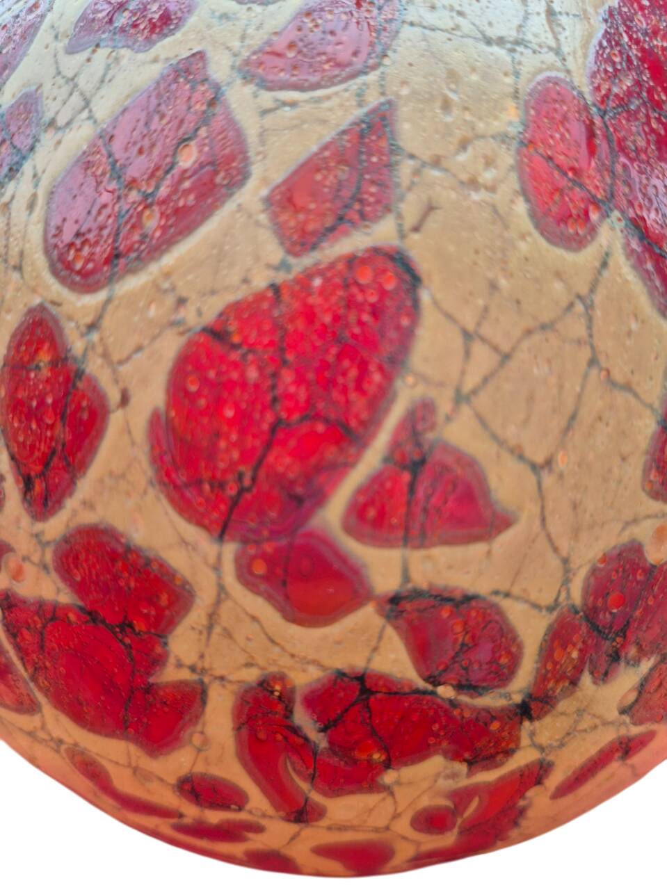 Red and brown glass ball vase, France 1930