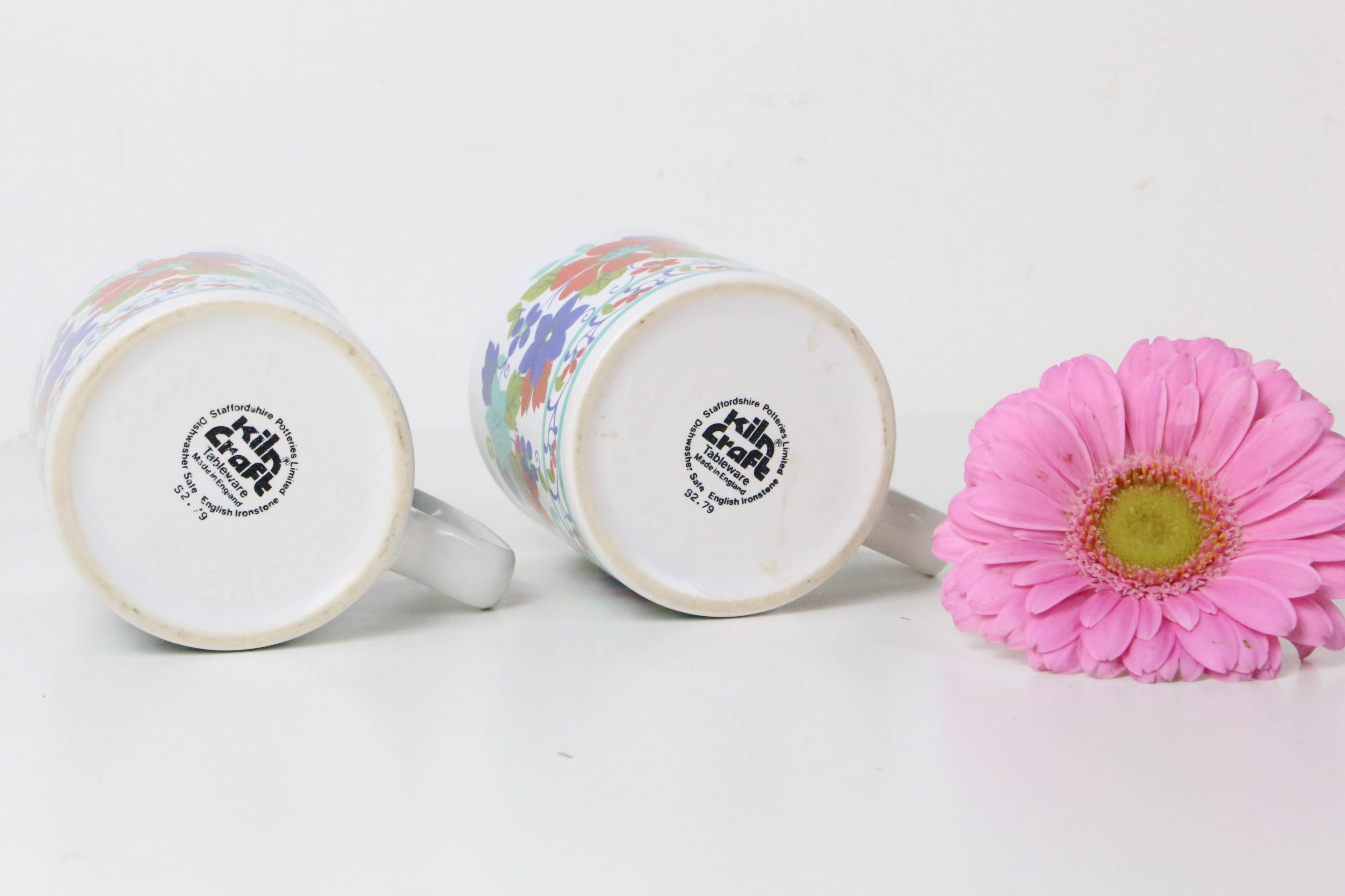 pair of Kiln Craft mugs, English pottery, Staffordshire, Made in England, vintage