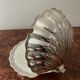 Vintage silver metal shell butter dish