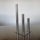 Triple candle holder, modernist, minimalist stainless steel 1970