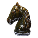 Vintage 1980s glazed terracotta chess knight or horse head.