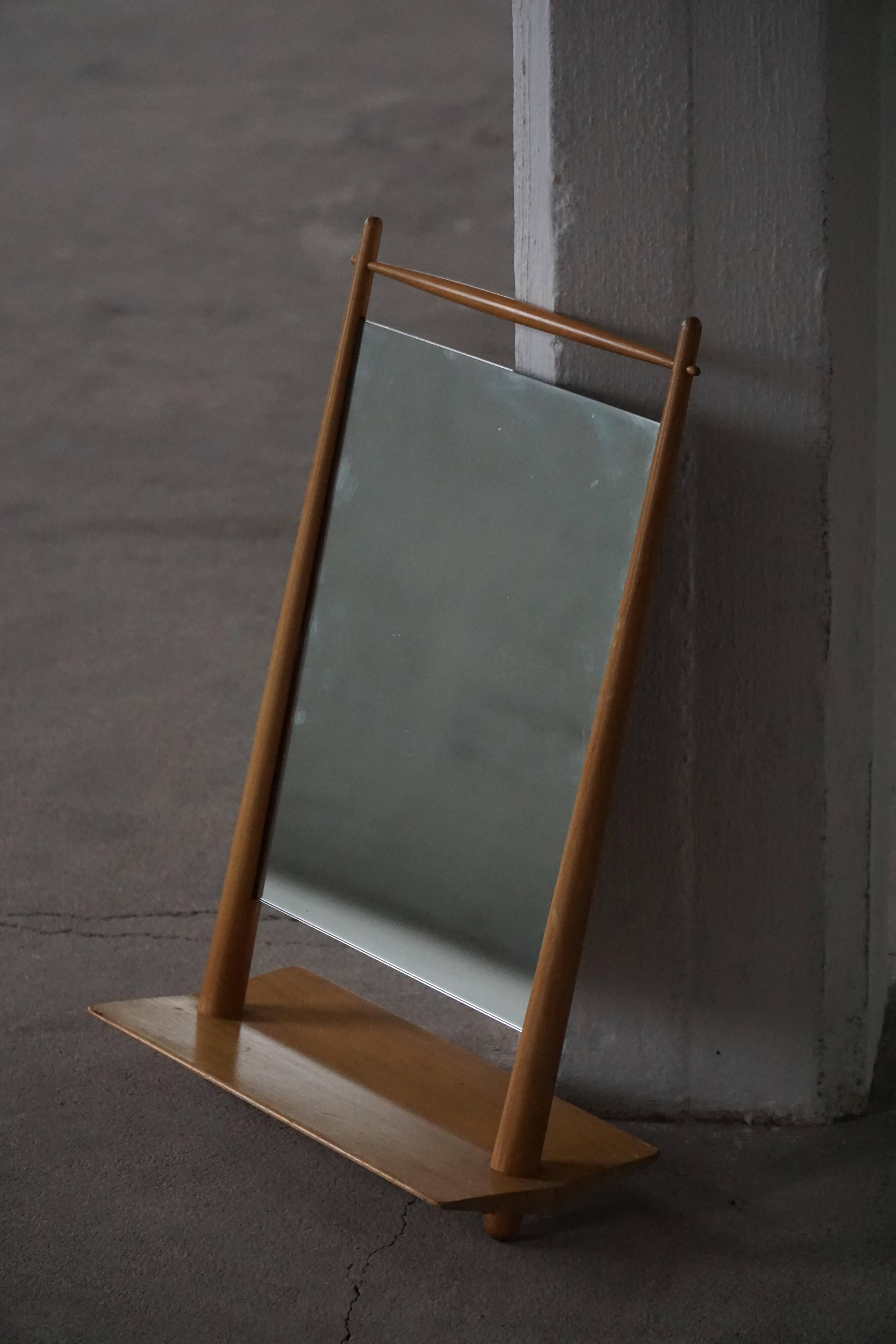 Mid-century Scandinavian floor mirror in wood, 1950–1960