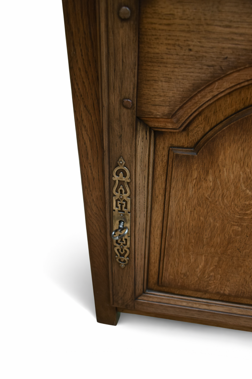 Small antique jam cupboard in solid oak, with one door and one drawer.