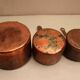 Lot of 3 copper pans No.10 and No.14