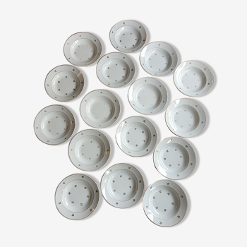 Set of 16 opaque porcelain hollow plates Badonviller