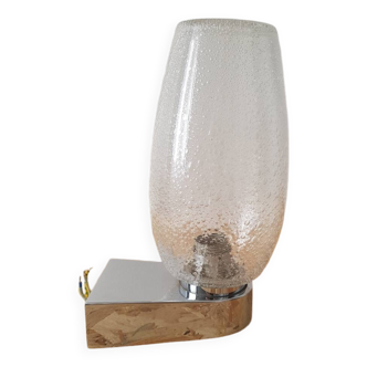 Metal and bubbled glass wall light