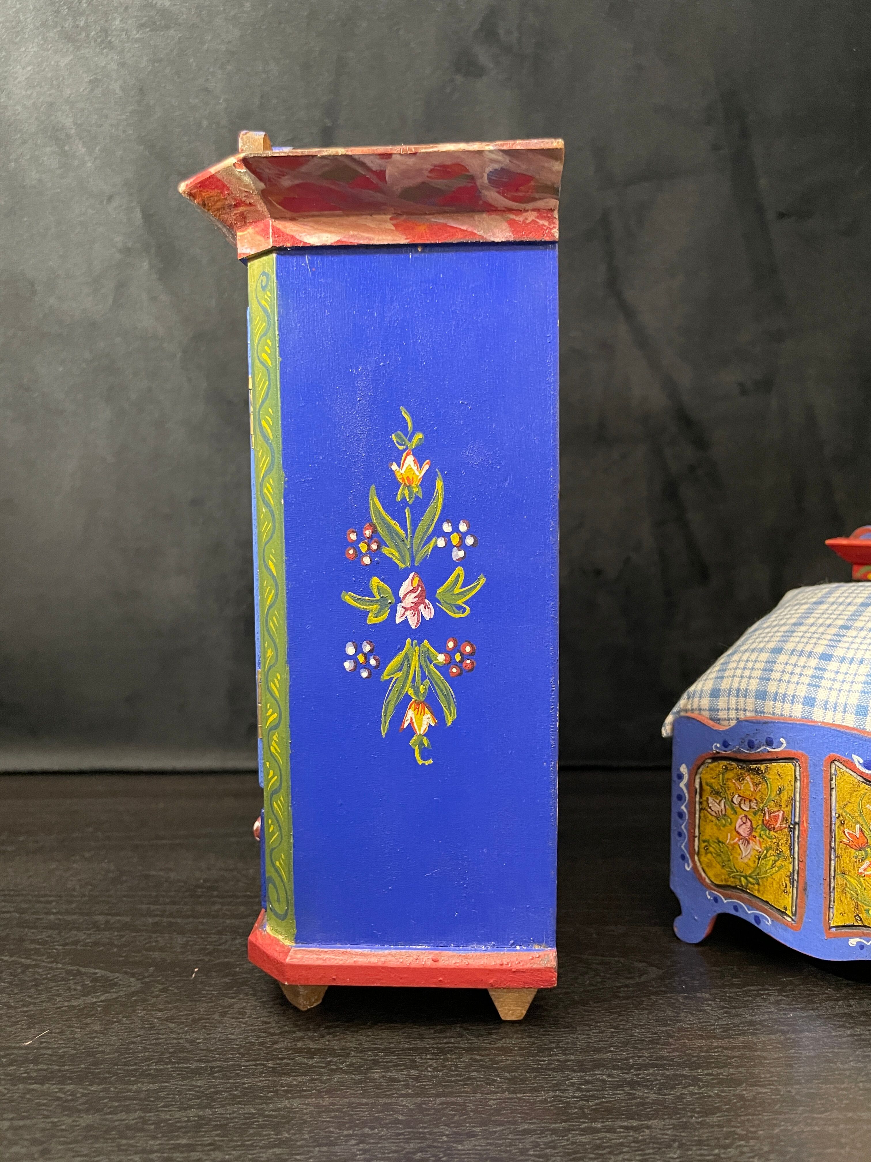 Tyrolean miniature wardrobe and bed set