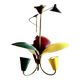 Vintage tri-color chandelier in lacquered steel and brass