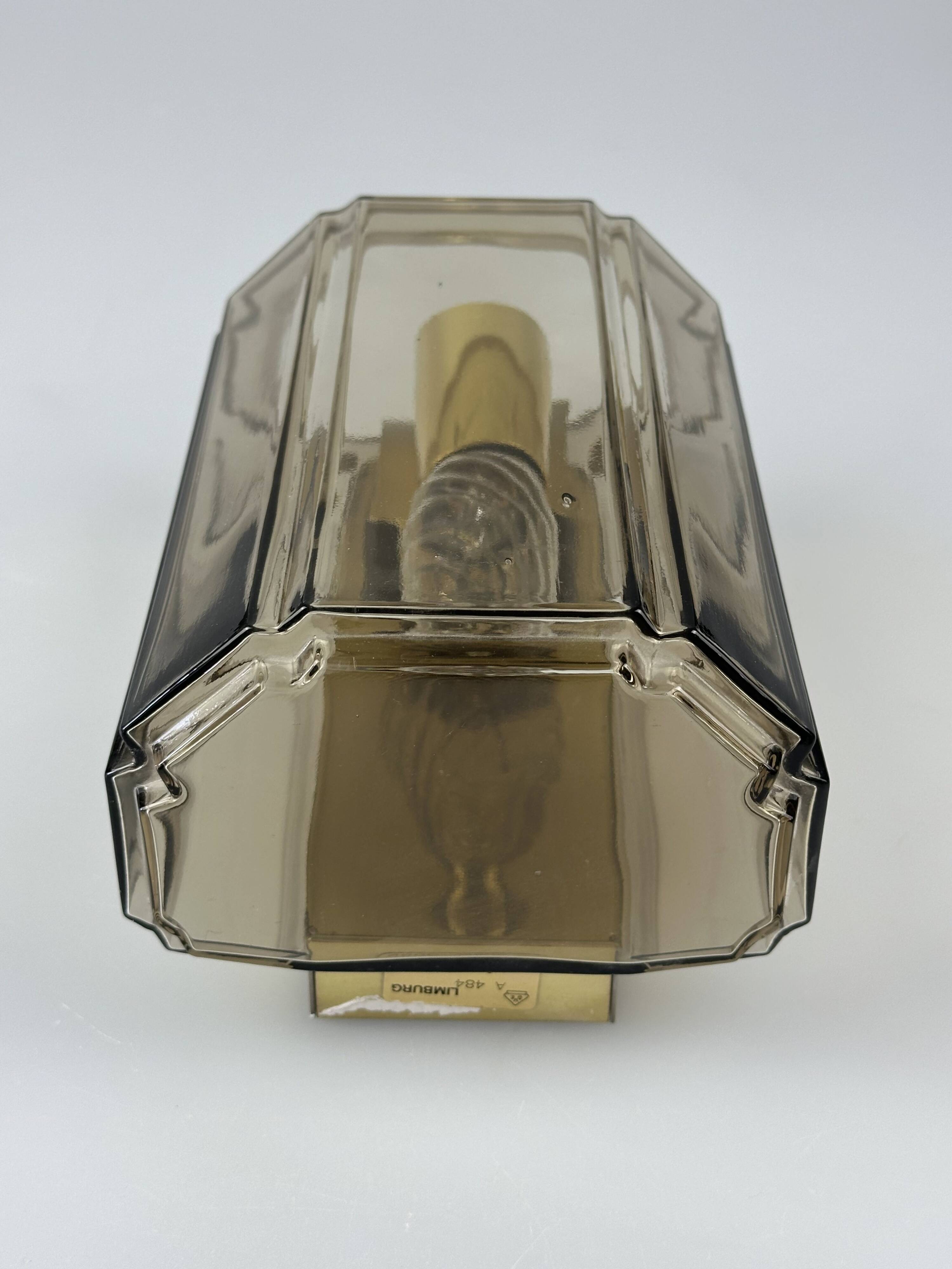 1960s/70s Wall Lamp Glashütte Limburg Germany Glass & Metal Age Design