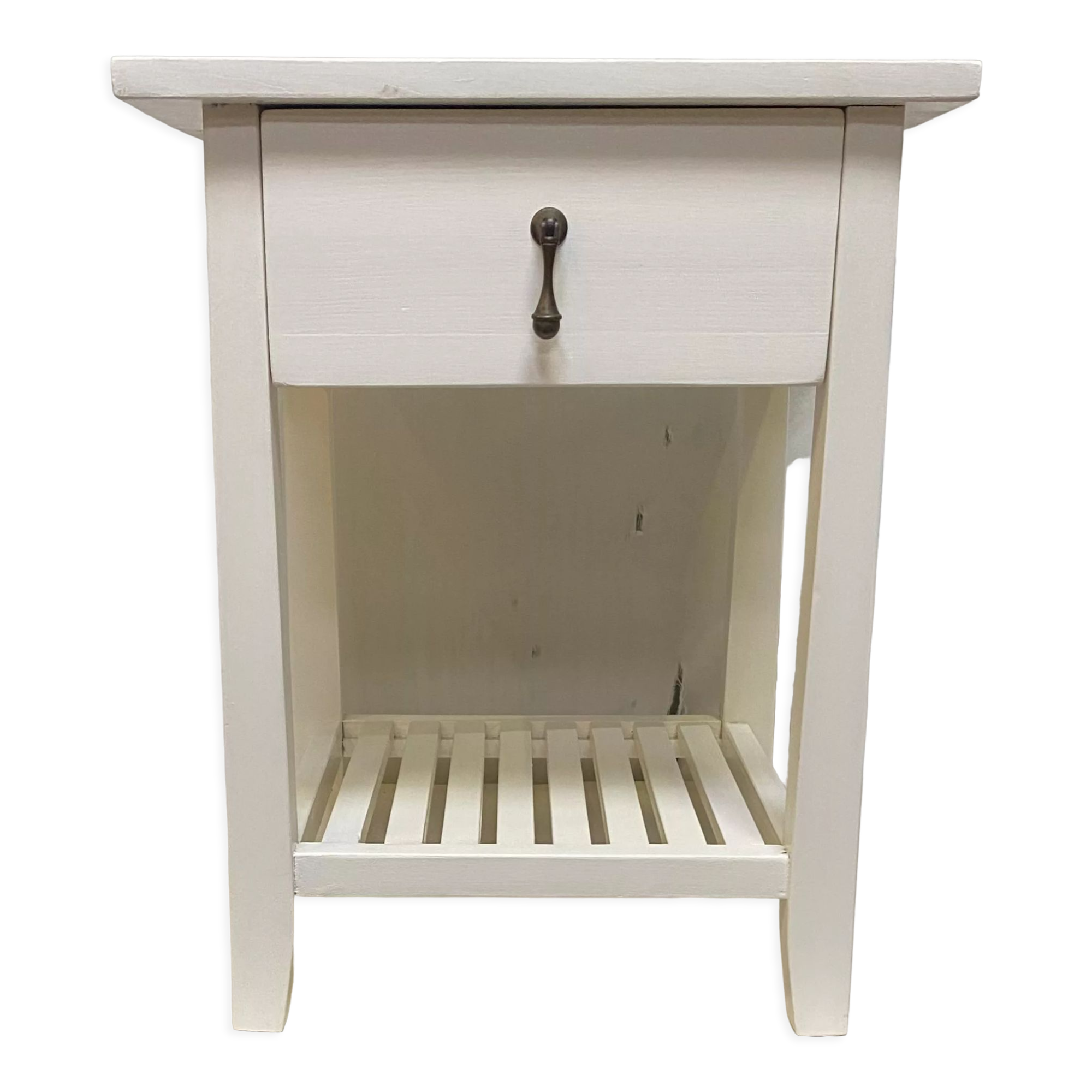 Wooden bedside table painted white