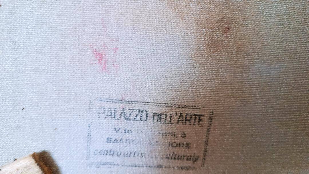 Oil painting on canvas vase with flowers 1970 signed Armandoi of flowers