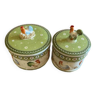 Duo of Villeroy & Boch cookie jars or candy boxes