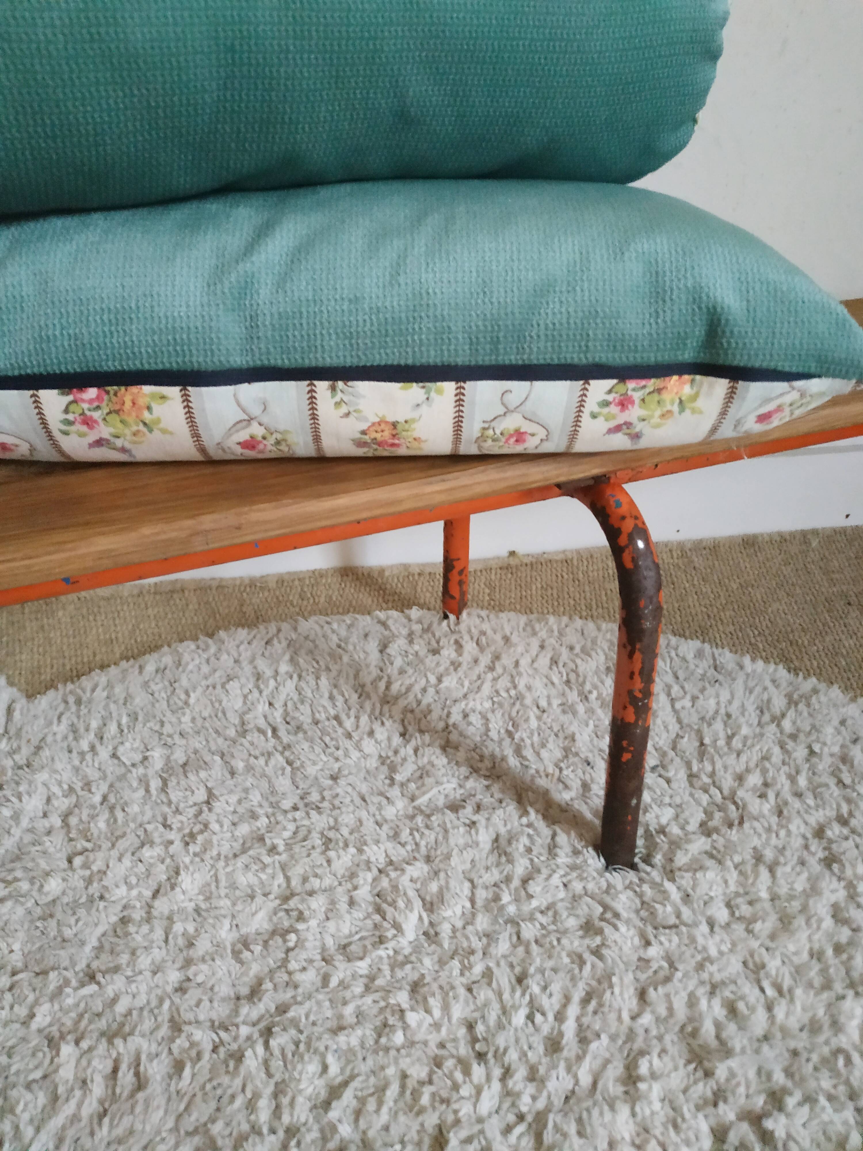 Banc ancien d'école maternelle métal et bois