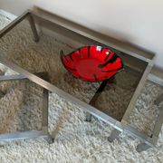 Table basse acier brossé design années 70 et gigognes