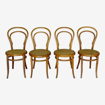 Suite de 4 chaises N°14 par Thonet 1875 cannages neufs