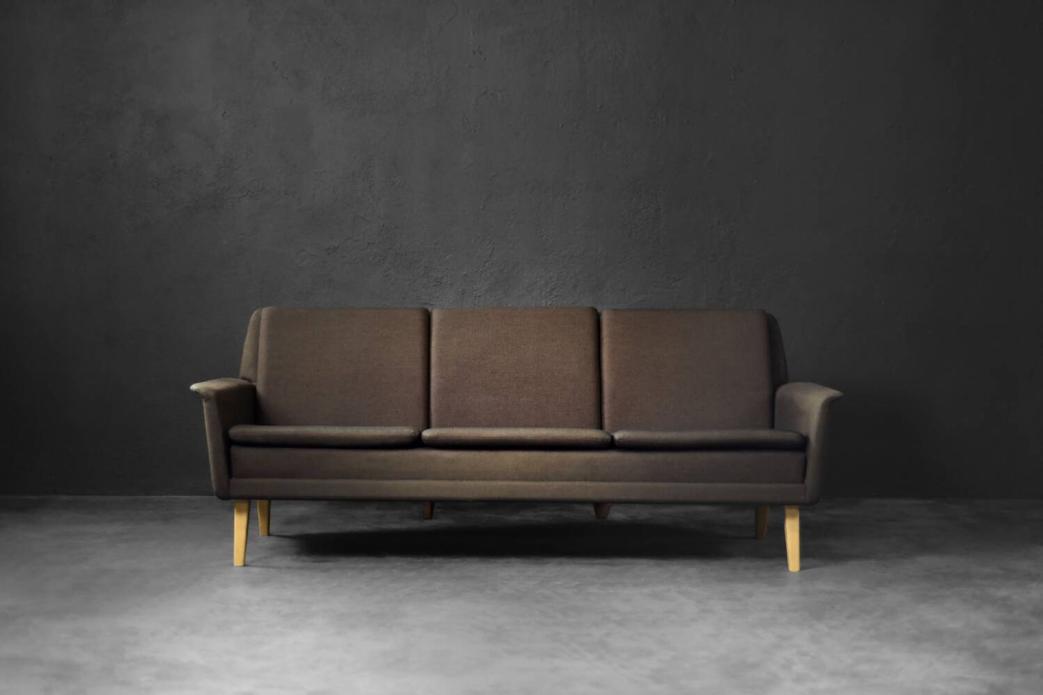 Vintage Mid-Century Danish Modern Brown 3-Seater Sofa by Folke Ohlsson