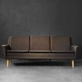 Vintage Mid-Century Danish Modern Brown 3-Seater Sofa by Folke Ohlsson