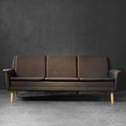 Vintage Mid-Century Danish Modern Brown 3-Seater Sofa by Folke Ohlsson