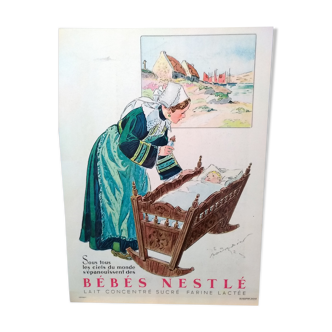 Publicité couleur recto -verso  Nestlé avec plastification ( brillant) issue revue d'époque 1930