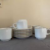 service of 6 express cups with saucers in real porcelain