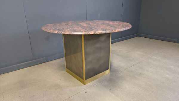 Table centrale en granit et laiton de Belgochrom, années 1970