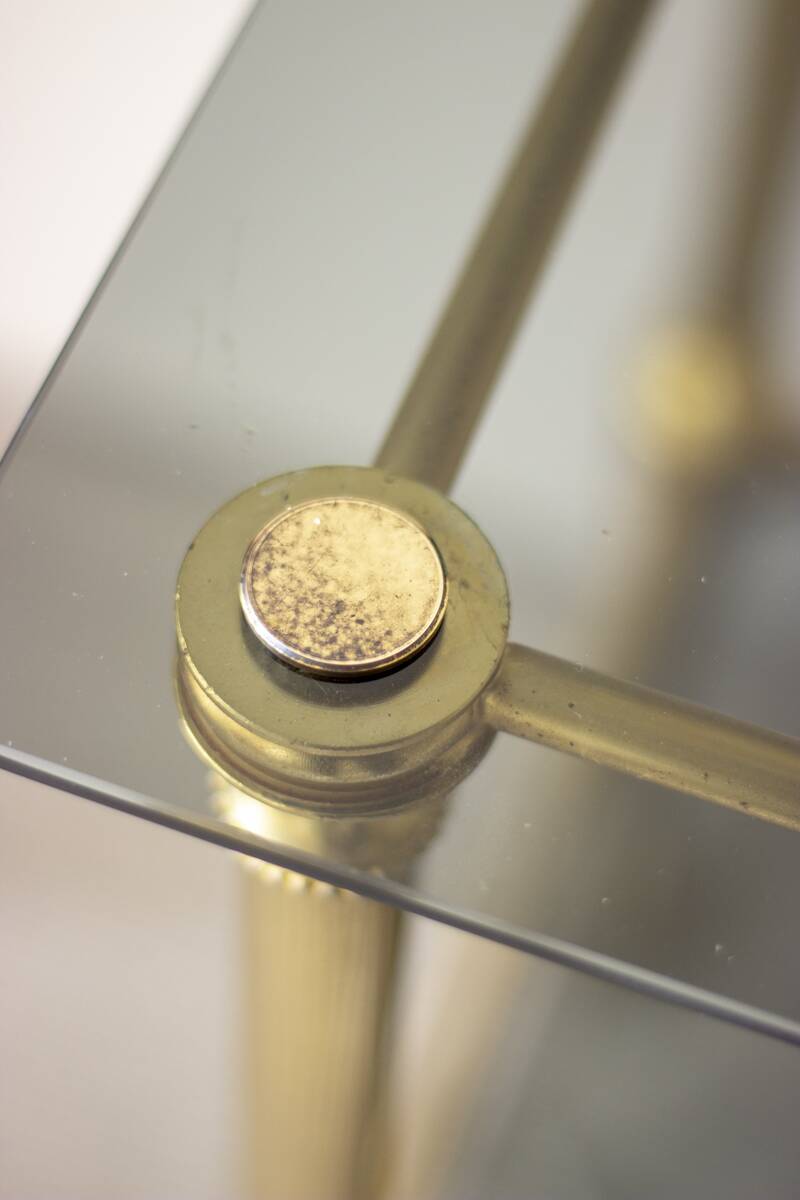 Gold metal and smoked glass server