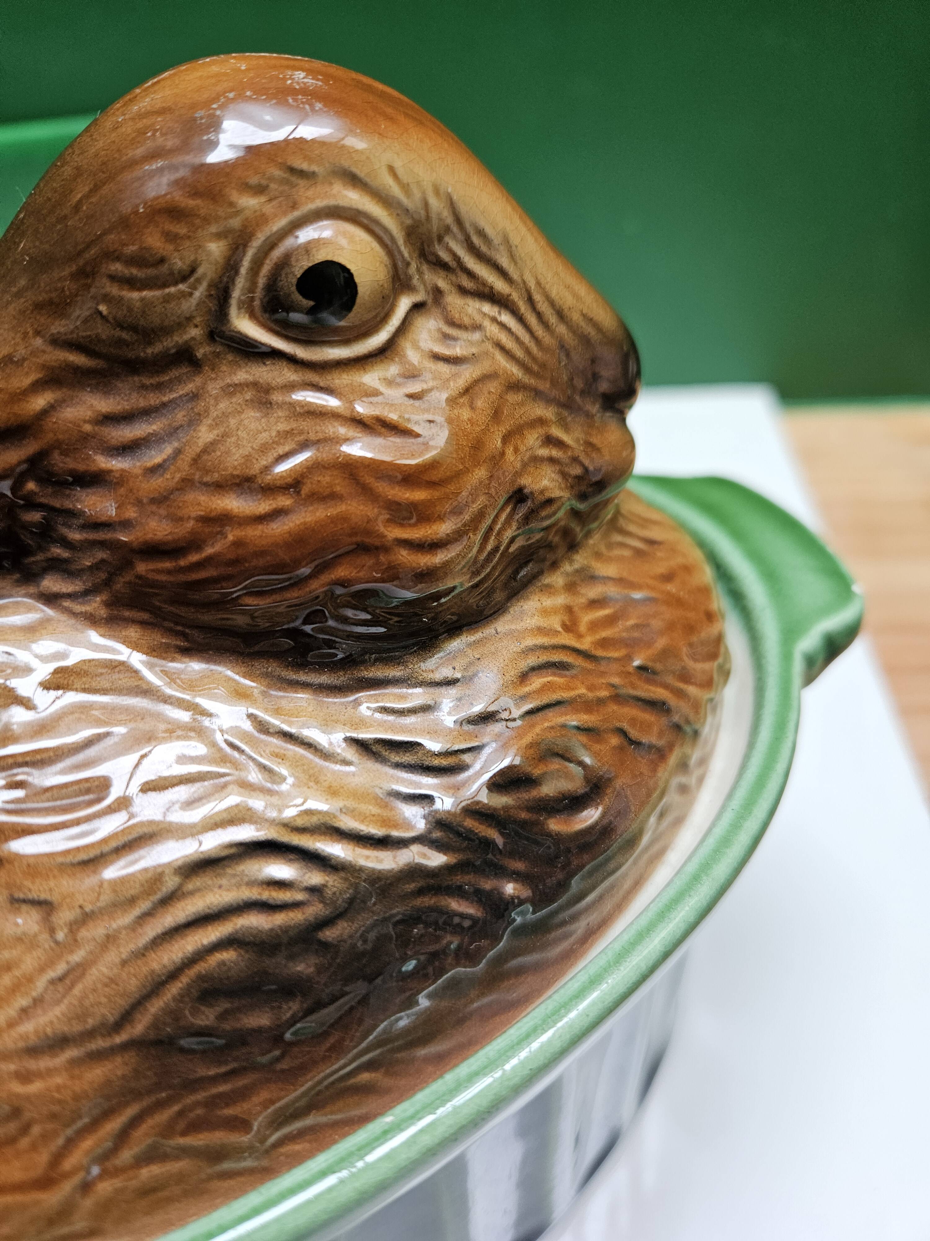 Ceramic hare or rabbit terrine,