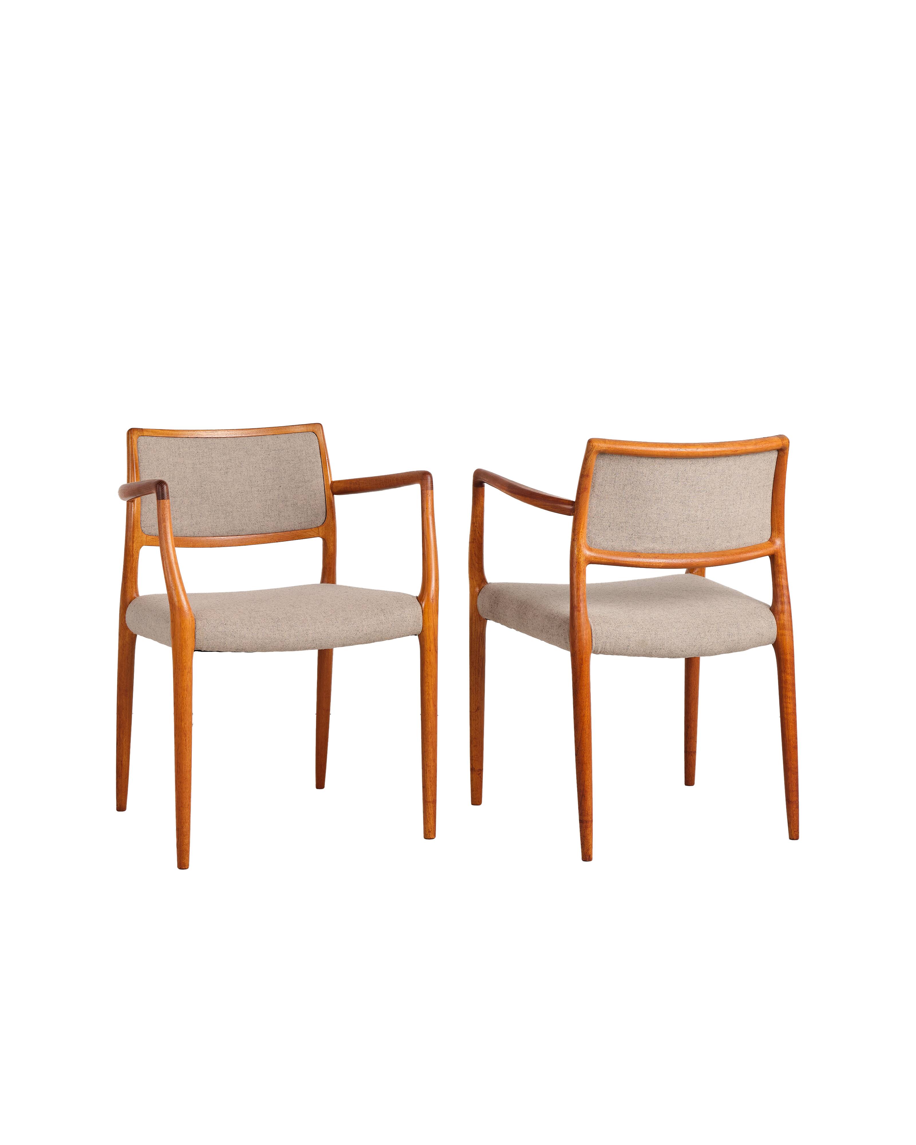 Ensemble de 2 fauteuils danois Niels O. Møller 65, design du XXe siècle