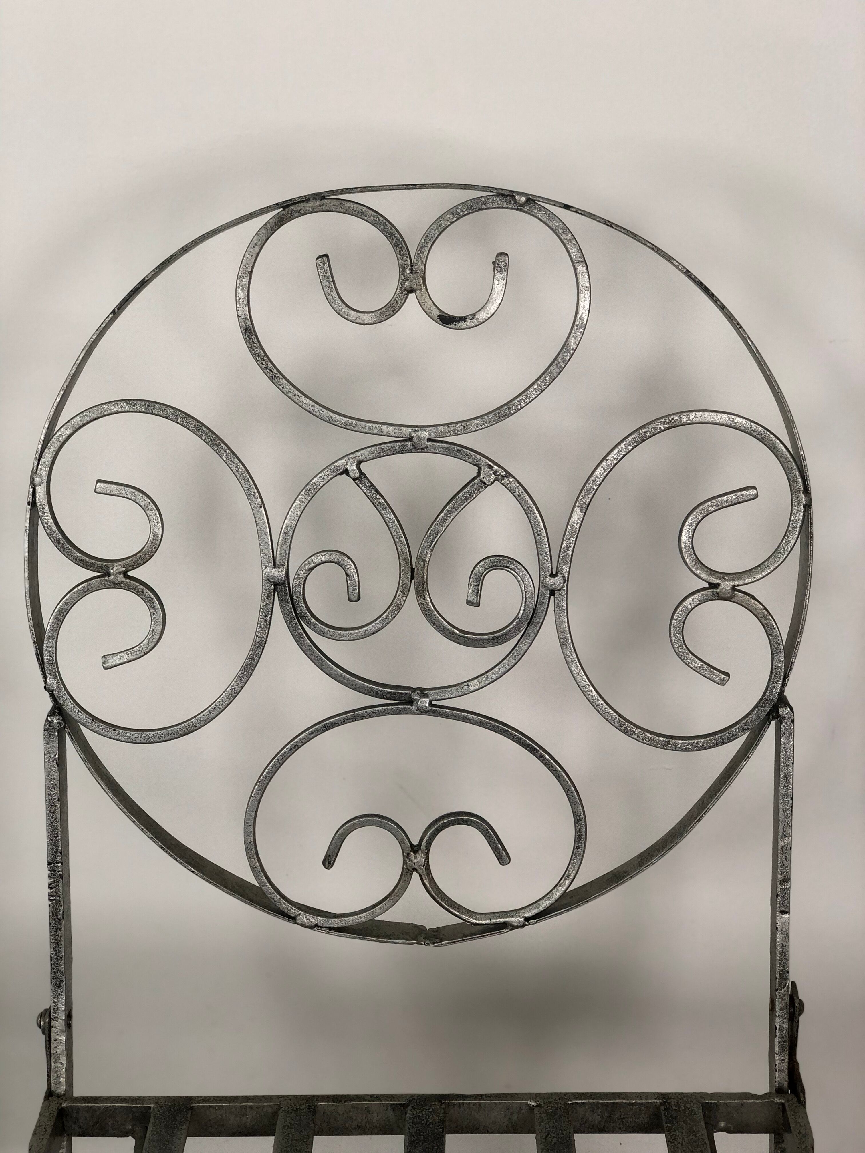 Garden chairs and armchairs (series of 4) vintage 1980 in wrought iron