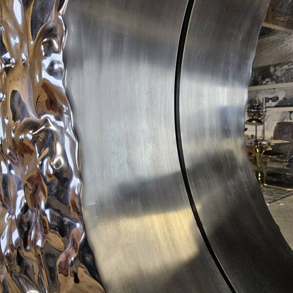 Miroir vintage en chrome organique grand (Miroir de mercure)