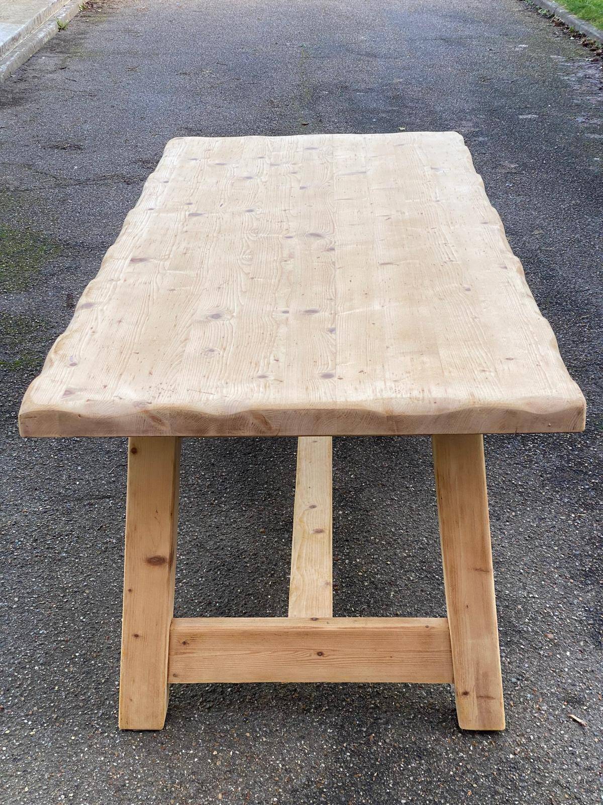 Georges Robert farmhouse table 1960 renovated in raw solid pine 200cm
