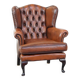 Brown leather wingback Chesterfield armchair