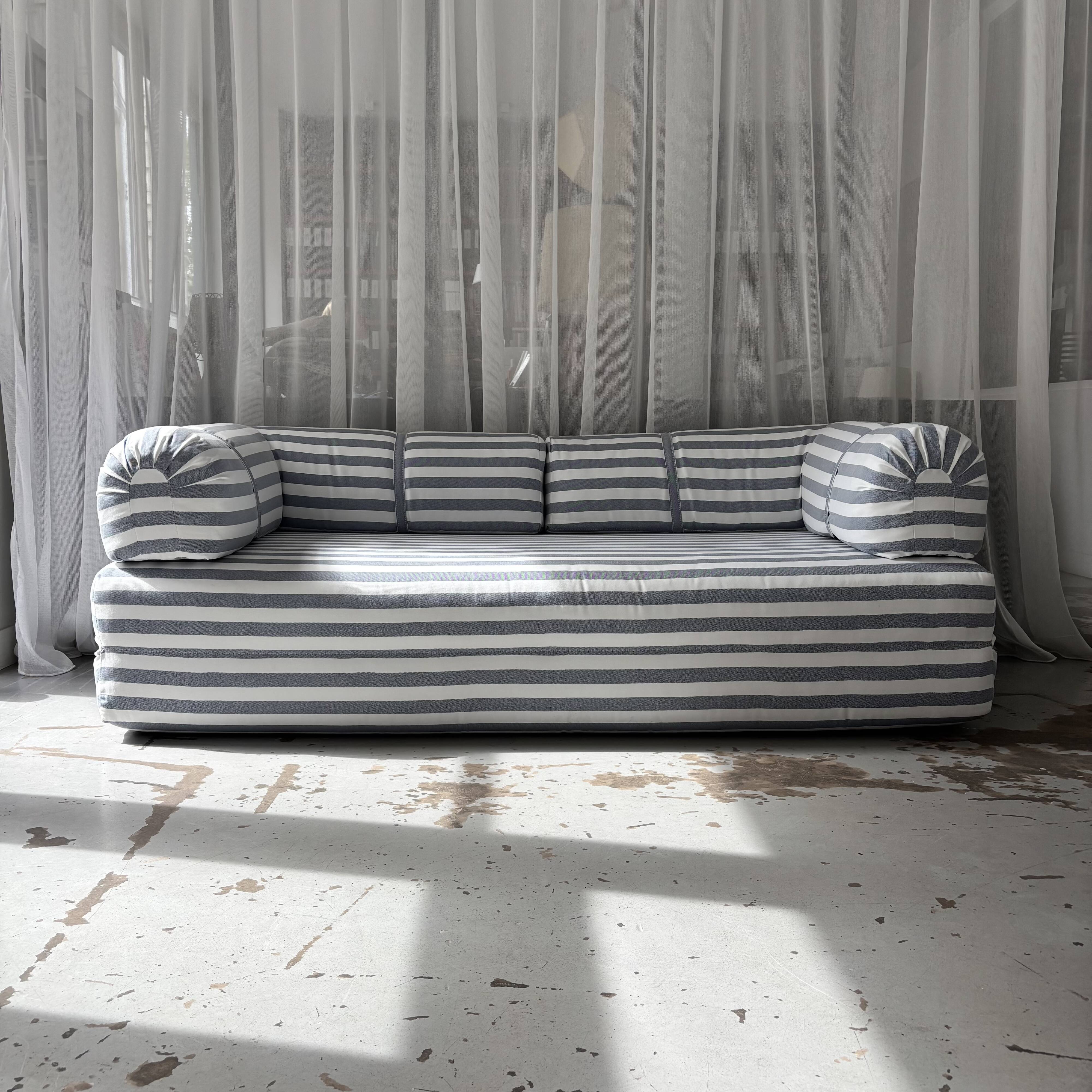 Vintage black and white striped sofa bed