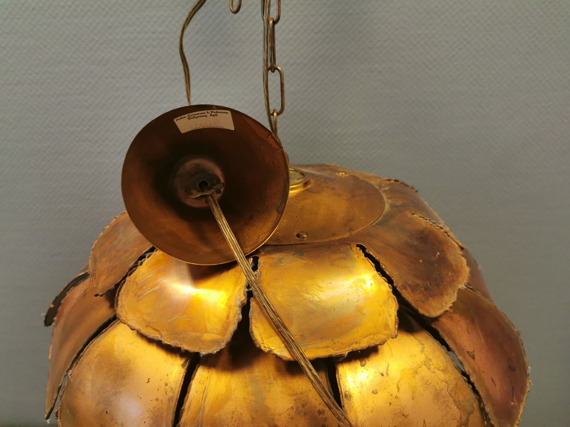Artichoke lamp, designed by,  Svend Aage Holm Sørensen, with layered flame cut copper slats