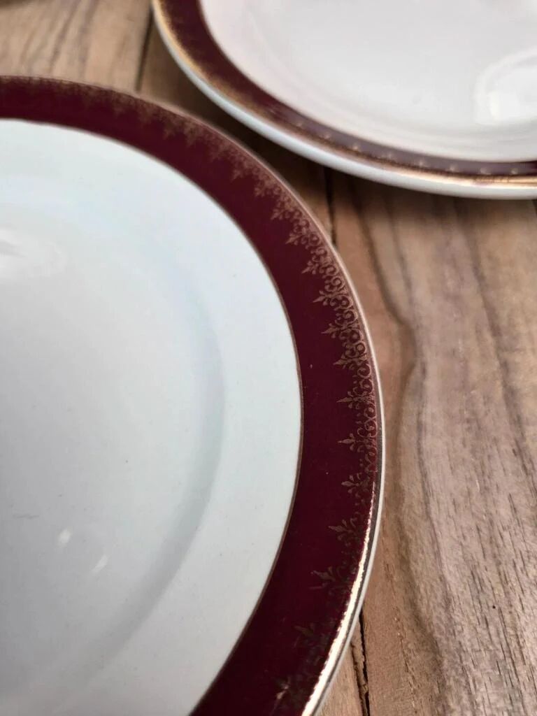 Lot de 12 assiettes à dessert Digoin Sarreguemines « rubis »