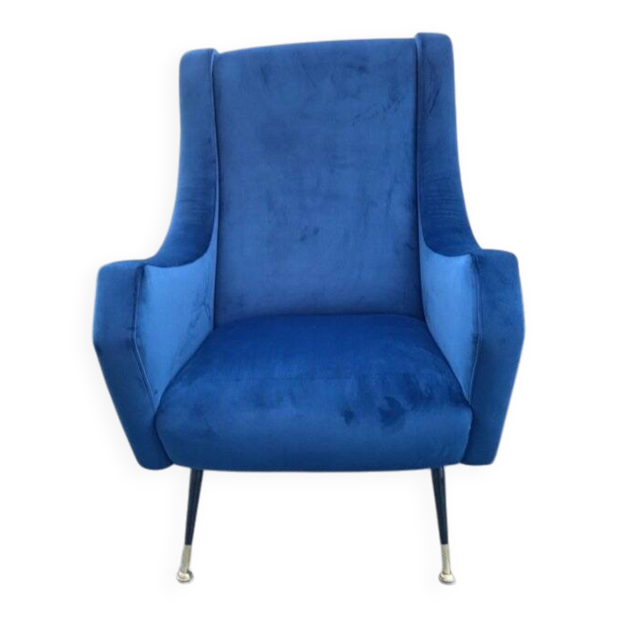 Fauteuil en velours bleu, années 1950
