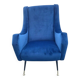 Fauteuil en velours bleu, années 1950
