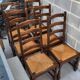1 set of 6 solid wood chairs with straw seats – Rustic style