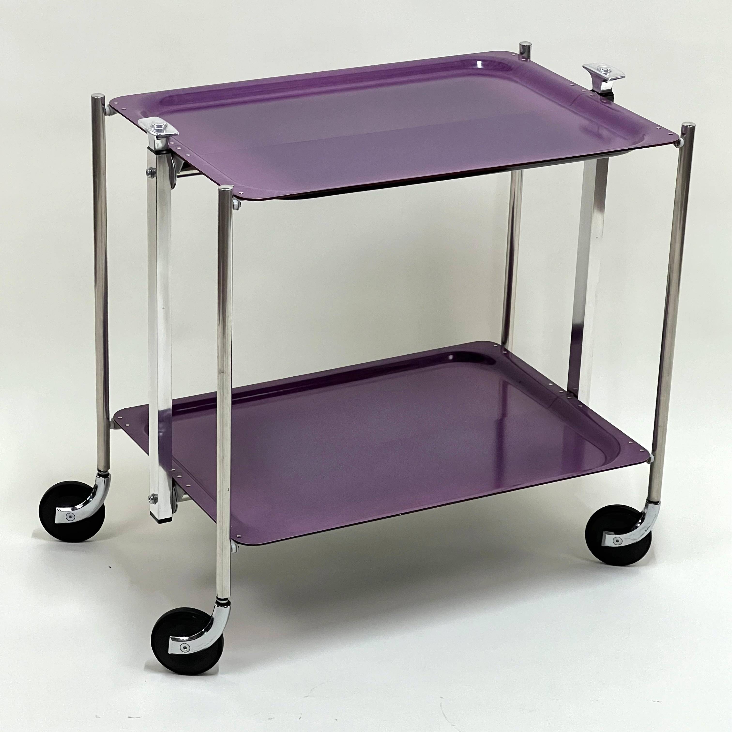 Rolling folding table bar laminate color violet - textable platex