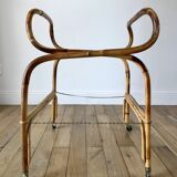 Removable wicker cradle / bassinet on bamboo casters 1950s
