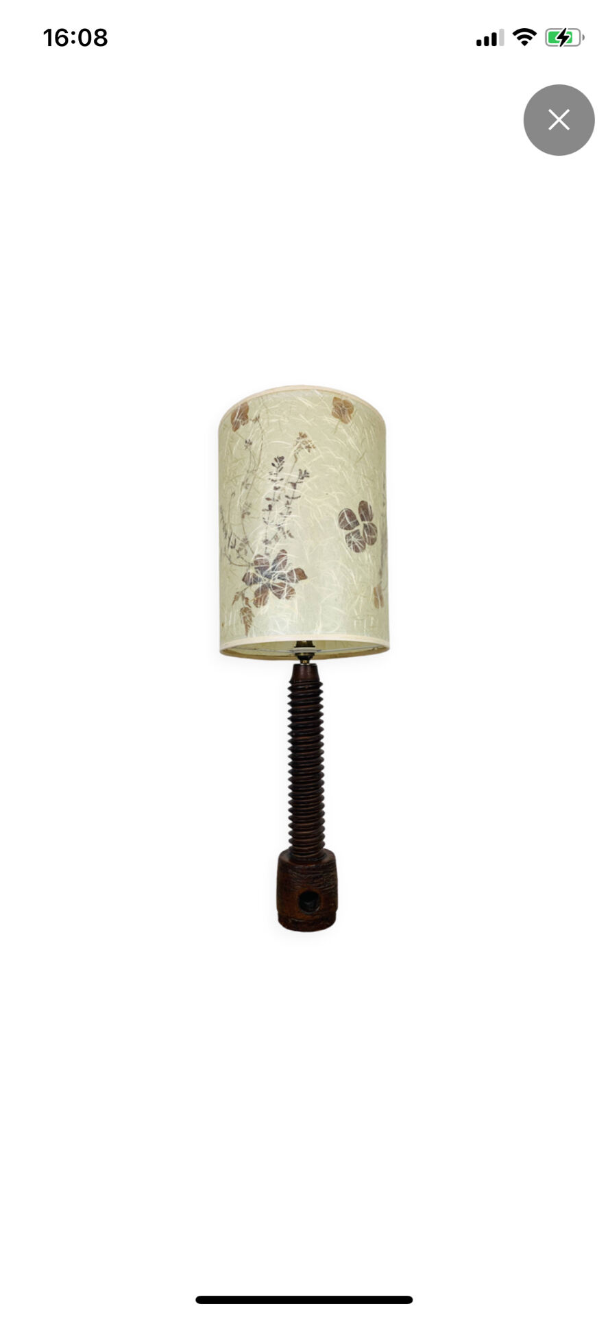 Lampe brutaliste art populaire 73 cm, bois tourné