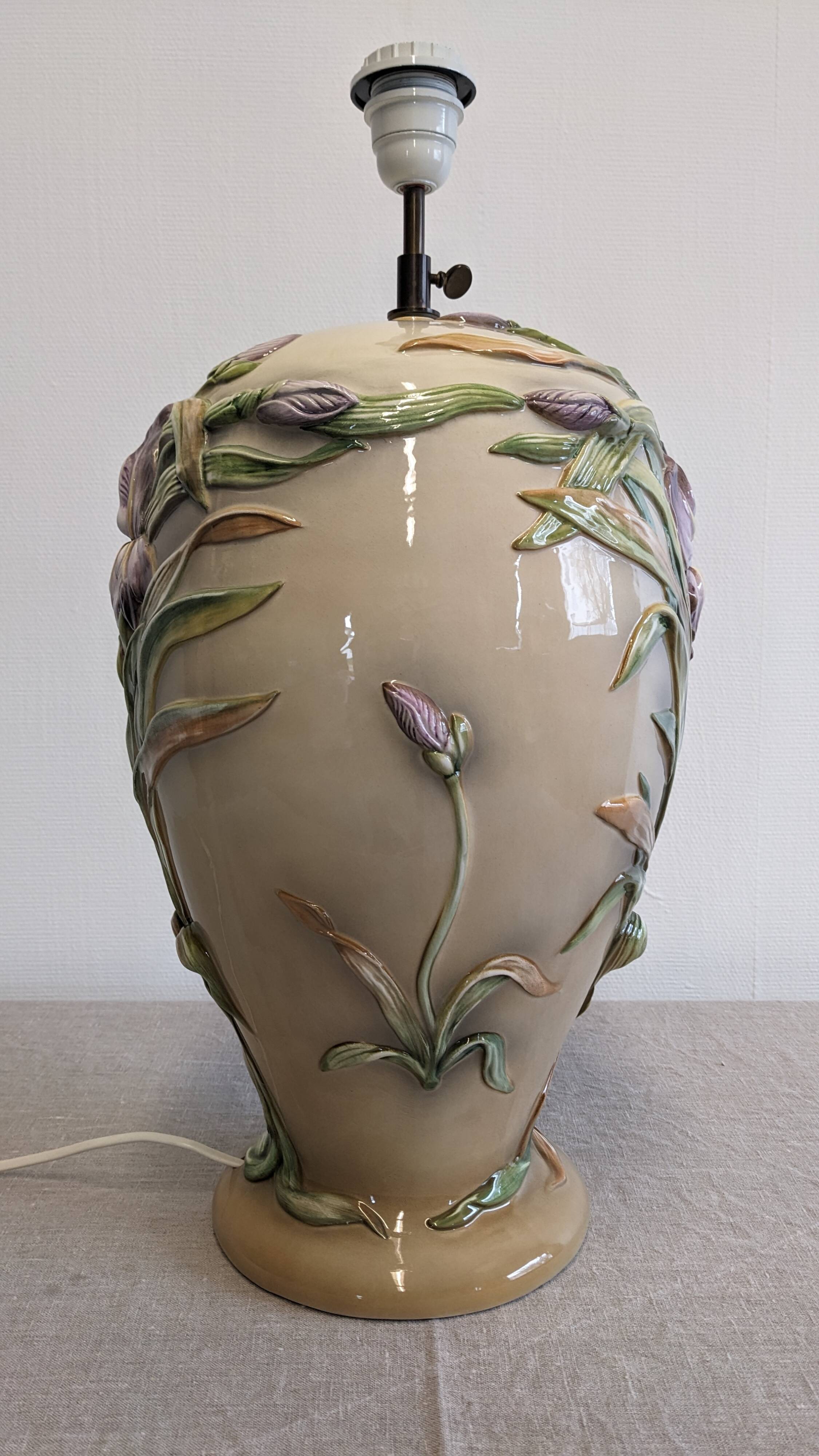 XL lamp base in earthenware from Maison Chaumette, France circa 1980.