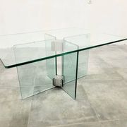 Table basse en verre vintage attribuée à Peter Ghyczy, années 1970
