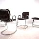 Set of four Cidue leather chrome cantilever chairs by Willy Rizzo, 1970