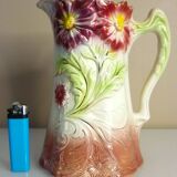 Barbotine pitcher, Onnaing earthenware, art nouveau ceramics, model no. 790