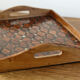 Elm magnifying glass tray and mother-of-pearl