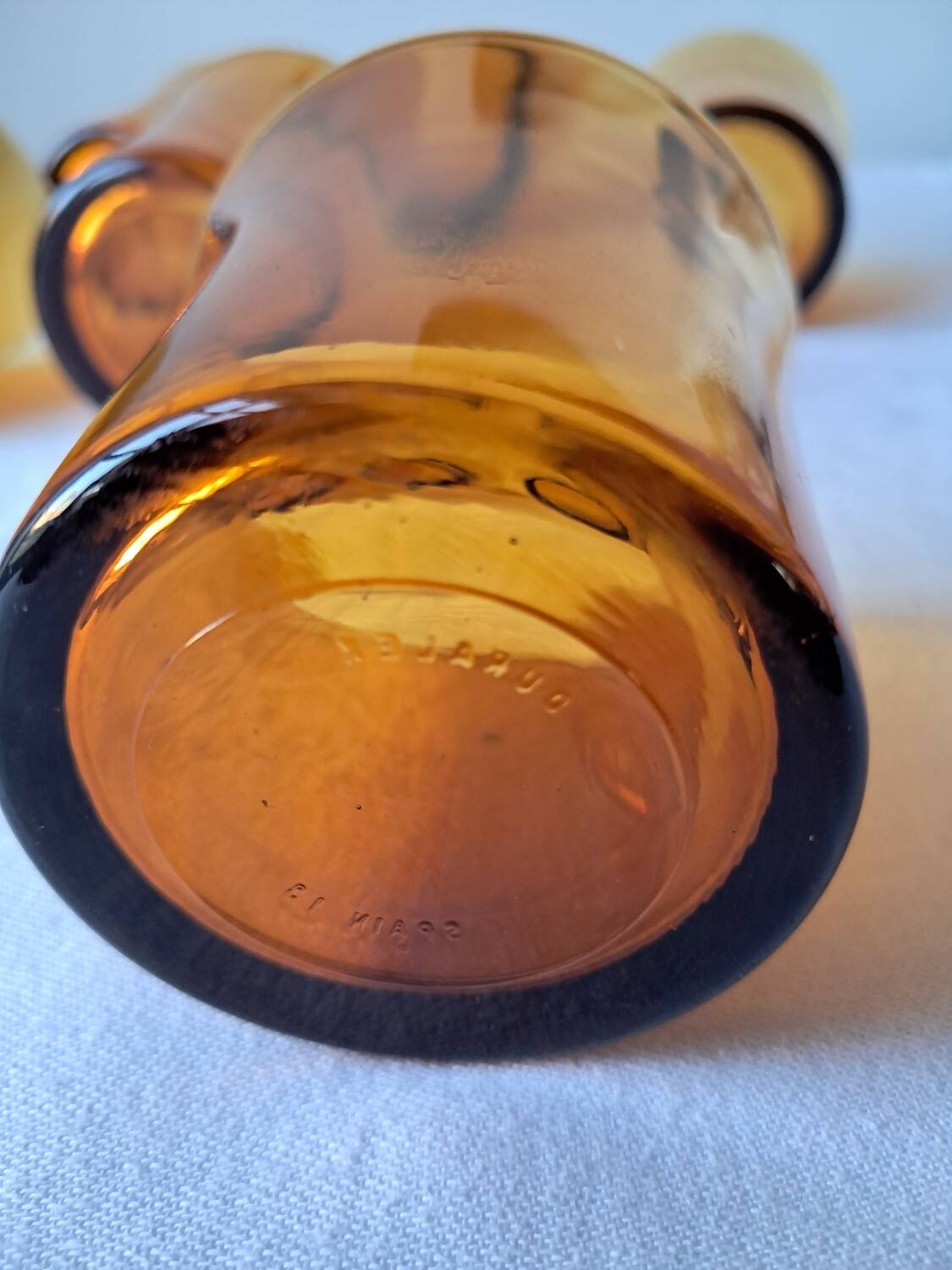 6 Vintage Amber Water Glasses. DURALEX