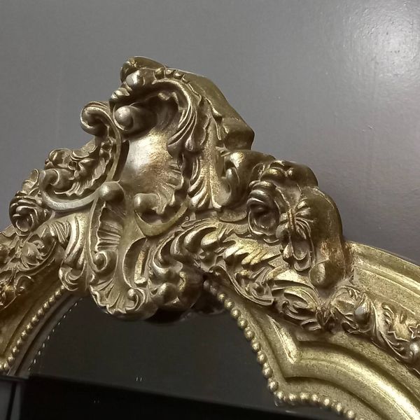 Grand miroir de cheminée vintage français cadre en bois baroque