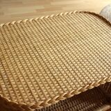 Side table - bedside table - handmade of rattan, bambus and wood - Vintage
